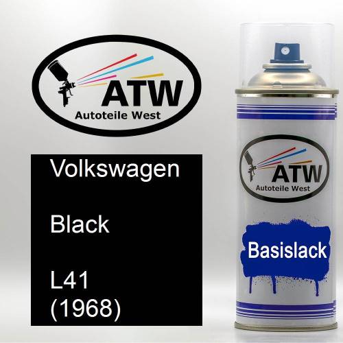 Volkswagen, Black, L41 (1968): 400ml Sprühdose, von ATW Autoteile West.